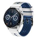 For Huawei Watch GT3 46mm 22mm Perforated Two-Color Silicone Watch Band(White+Blue) - 1