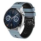 For Huawei Watch GT3 46mm 22mm Perforated Two-Color Silicone Watch Band(Blue+Grey) - 1