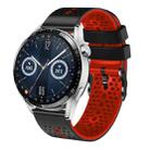 For Huawei Watch GT3 46mm 22mm Perforated Two-Color Silicone Watch Band(Black+Red) - 1