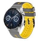 For Huawei Watch GT3 46mm 22mm Perforated Two-Color Silicone Watch Band(Grey+Yellow) - 1