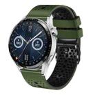 For Huawei Watch GT3 46mm 22mm Perforated Two-Color Silicone Watch Band(Army Green+Black) - 1