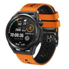 For Huawei Watch GT Runner 22mm Perforated Two-Color Silicone Watch Band(Orange+Black) - 1