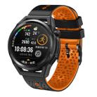 For Huawei Watch GT Runner 22mm Perforated Two-Color Silicone Watch Band(Black+Orange) - 1