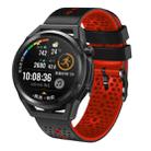 For Huawei Watch GT Runner 22mm Perforated Two-Color Silicone Watch Band(Black+Red) - 1