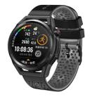 For Huawei Watch GT Runner 22mm Perforated Two-Color Silicone Watch Band(Black+Grey) - 1