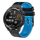 For Huawei Watch GT Runner 22mm Perforated Two-Color Silicone Watch Band(Black+Blue) - 1