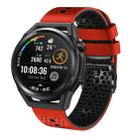 For Huawei Watch GT Runner 22mm Perforated Two-Color Silicone Watch Band(Red+Black) - 1