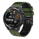 For Huawei Watch GT Runner 22mm Perforated Two-Color Silicone Watch Band(Army Green+Black) - 1