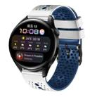 For Huawei Watch 3 22mm Perforated Two-Color Silicone Watch Band(White+Blue) - 1