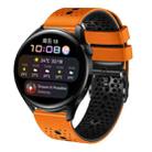 For Huawei Watch 3 22mm Perforated Two-Color Silicone Watch Band(Orange+Black) - 1