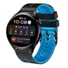 For Huawei Watch 3 22mm Perforated Two-Color Silicone Watch Band(Black+Blue) - 1