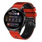 For Huawei Watch 3 22mm Perforated Two-Color Silicone Watch Band(Red+Black) - 1