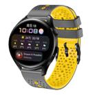 For Huawei Watch 3 22mm Perforated Two-Color Silicone Watch Band(Grey+Yellow) - 1