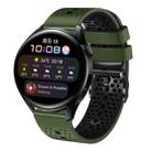 For Huawei Watch 3 22mm Perforated Two-Color Silicone Watch Band(Army Green+Black) - 1