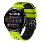 For Huawei Watch 3 22mm Perforated Two-Color Silicone Watch Band(Lime+Black) - 1