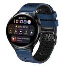 For Huawei Watch 3 22mm Perforated Two-Color Silicone Watch Band(Midnight Blue+Black) - 1