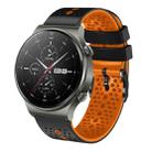 For Huawei GT2 Pro 22mm Perforated Two-Color Silicone Watch Band(Black+Orange) - 1