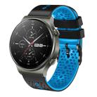 For Huawei GT2 Pro 22mm Perforated Two-Color Silicone Watch Band(Black+Blue) - 1