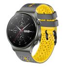 For Huawei GT2 Pro 22mm Perforated Two-Color Silicone Watch Band(Grey+Yellow) - 1