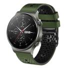 For Huawei GT2 Pro 22mm Perforated Two-Color Silicone Watch Band(Army Green+Black) - 1