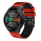 For Huawei Watch GT 2E 22mm Perforated Two-Color Silicone Watch Band(Red+Black) - 1