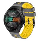 For Huawei Watch GT 2E 22mm Perforated Two-Color Silicone Watch Band(Grey+Yellow) - 1