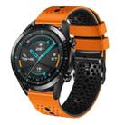 For Huawei GT2 46mm 22mm Perforated Two-Color Silicone Watch Band(Orange+Black) - 1