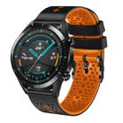 For Huawei GT2 46mm 22mm Perforated Two-Color Silicone Watch Band(Black+Orange) - 1