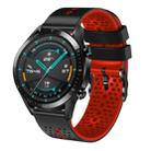 For Huawei GT2 46mm 22mm Perforated Two-Color Silicone Watch Band(Black+Red) - 1