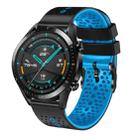 For Huawei GT2 46mm 22mm Perforated Two-Color Silicone Watch Band(Black+Blue) - 1