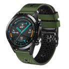 For Huawei GT2 46mm 22mm Perforated Two-Color Silicone Watch Band(Army Green+Black) - 1