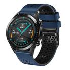 For Huawei GT2 46mm 22mm Perforated Two-Color Silicone Watch Band(Midnight Blue+Black) - 1