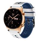 For Honor Watch GS 3 22mm Perforated Two-Color Silicone Watch Band(White+Blue) - 1