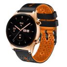 For Honor Watch GS 3 22mm Perforated Two-Color Silicone Watch Band(Black+Orange) - 1