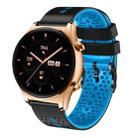 For Honor Watch GS 3 22mm Perforated Two-Color Silicone Watch Band(Black+Blue) - 1