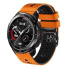 For Honor Watch GS Pro 22mm Perforated Two-Color Silicone Watch Band(Orange+Black) - 1