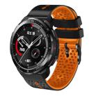 For Honor Watch GS Pro 22mm Perforated Two-Color Silicone Watch Band(Black+Orange) - 1