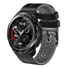 For Honor Watch GS Pro 22mm Perforated Two-Color Silicone Watch Band(Black+Grey) - 1