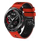 For Honor Watch GS Pro 22mm Perforated Two-Color Silicone Watch Band(Red+Black) - 1