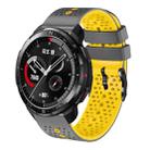 For Honor Watch GS Pro 22mm Perforated Two-Color Silicone Watch Band(Grey+Yellow) - 1