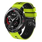 For Honor Watch GS Pro 22mm Perforated Two-Color Silicone Watch Band(Lime+Black) - 1