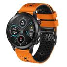 For Honor Magic Watch 2 46mm 22mm Perforated Two-Color Silicone Watch Band(Orange+Black) - 1