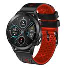 For Honor Magic Watch 2 46mm 22mm Perforated Two-Color Silicone Watch Band(Black+Red) - 1