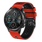 For Honor Magic Watch 2 46mm 22mm Perforated Two-Color Silicone Watch Band(Red+Black) - 1