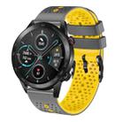 For Honor Magic Watch 2 46mm 22mm Perforated Two-Color Silicone Watch Band(Grey+Yellow) - 1