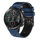 For Honor Magic Watch 2 46mm 22mm Perforated Two-Color Silicone Watch Band(Midnight Blue+Black) - 1