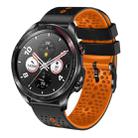 For Honor Watch Dream 22mm Perforated Two-Color Silicone Watch Band(Black+Orange) - 1