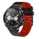 For Honor Watch Dream 22mm Perforated Two-Color Silicone Watch Band(Black+Red) - 1