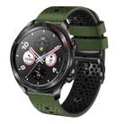 For Honor Watch Dream 22mm Perforated Two-Color Silicone Watch Band(Army Green+Black) - 1