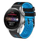 For Huawei Watch 3 Pro New 22mm Perforated Two-Color Silicone Watch Band(Black+Blue) - 1